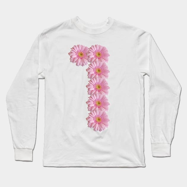 Letter l Pink Gerbera Daisy Long Sleeve T-Shirt by ellenhenryart